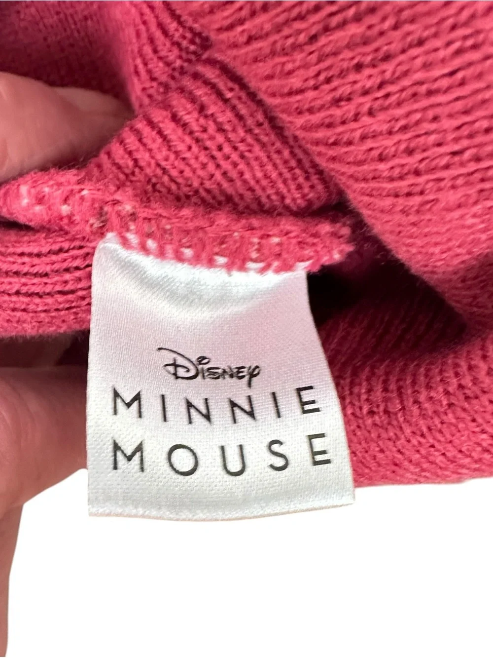 Disney Minnie Mouse Burgundy Pom Pom Beanie with Pink Polka Dots